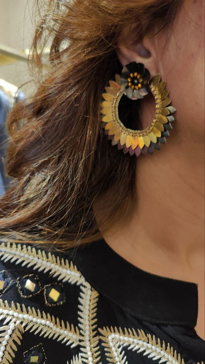 Luxury Black Embroidered Kaftan with Pants