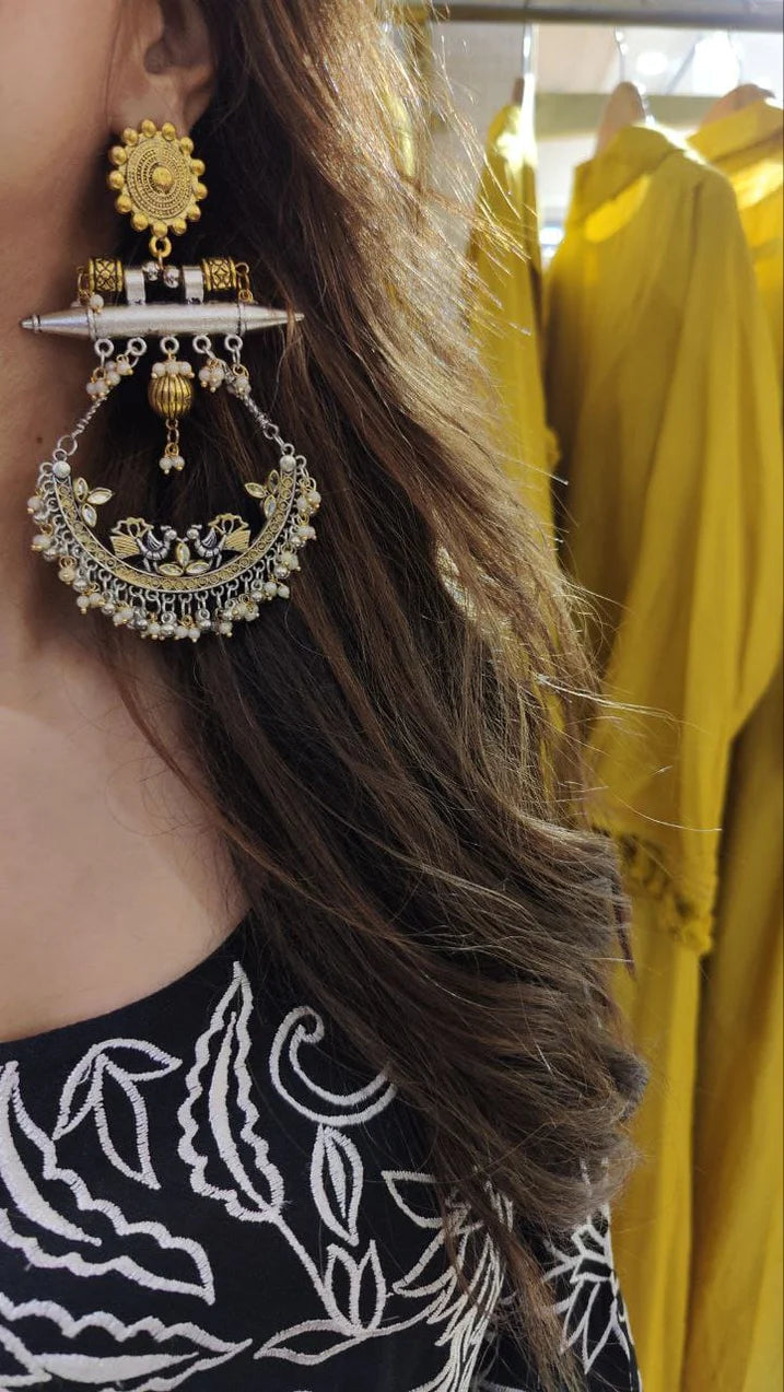 White Red Festive Long Kurta Set