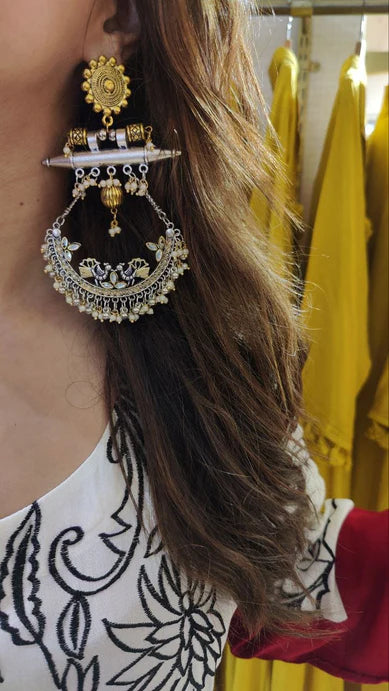 White Red Festive Long Kurta Set