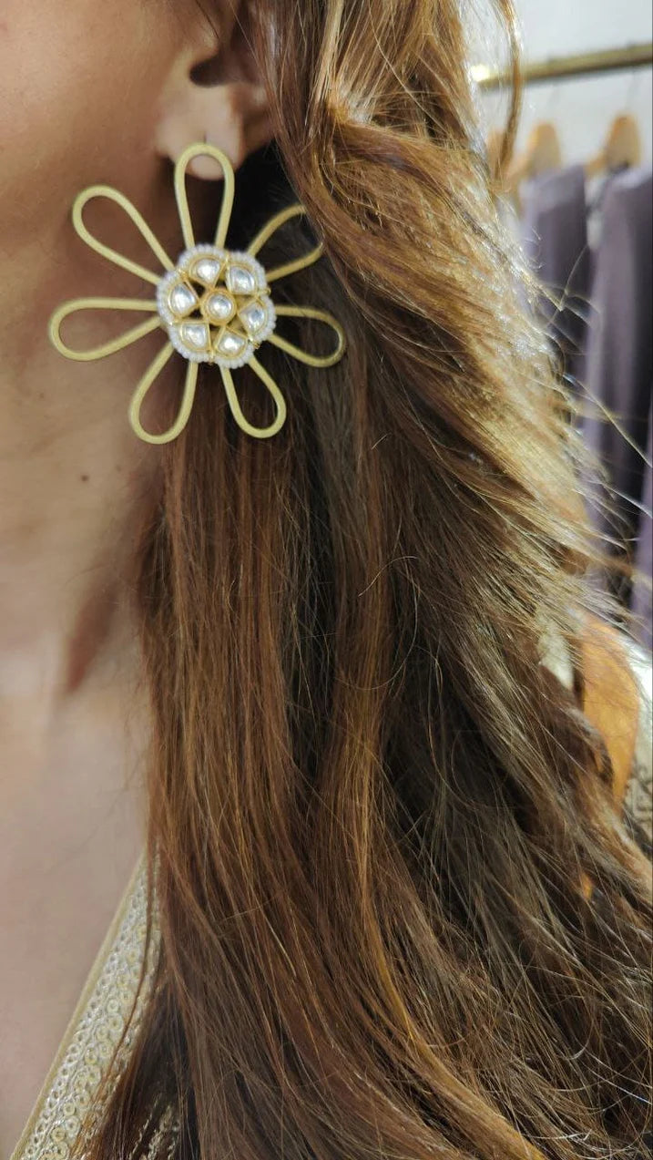 Blue Brown Abstract Kaftan Dress