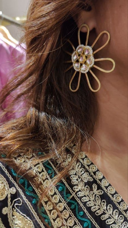 Black Abstract Stripe Kaftan Dress