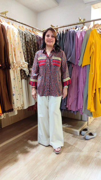 Maroon Chevron Two-Piece Co-Ord Set