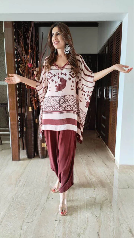 Luxury Maroon Crepe Co-Ord Set