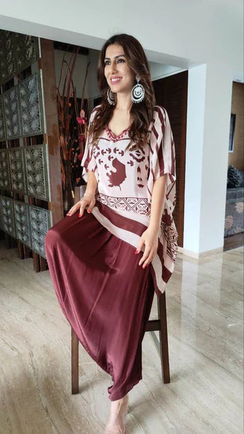 Luxury Maroon Crepe Co-Ord Set