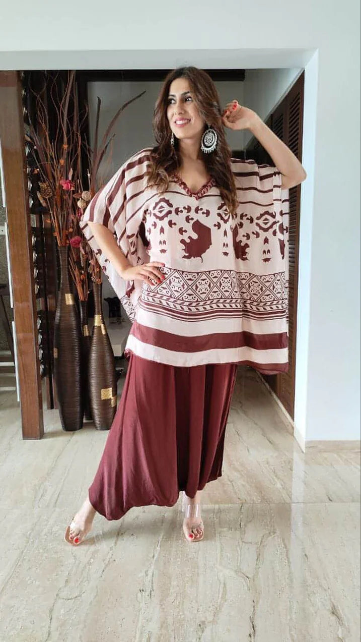 Luxury Maroon Crepe Co-Ord Set