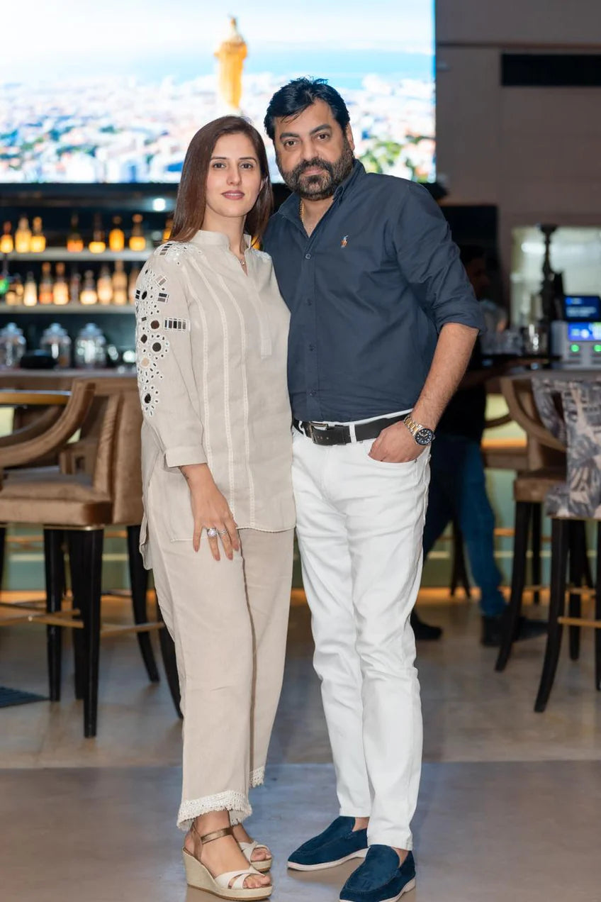 Classic Beige Mirror Work Co-Ord Set