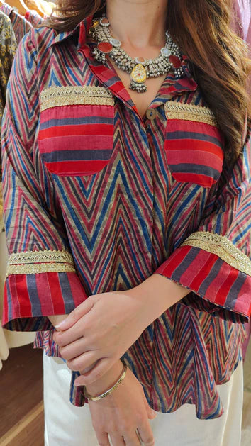 Maroon Chevron Two-Piece Co-Ord Set