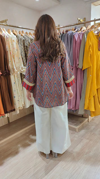 Maroon Chevron Two-Piece Co-Ord Set