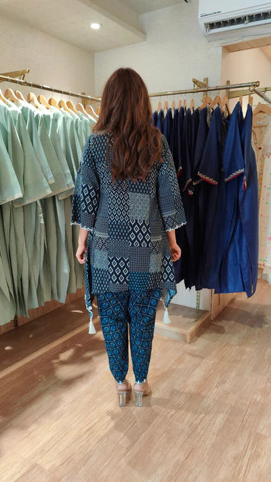 Indigo Patchwork Kurta & Pant Set