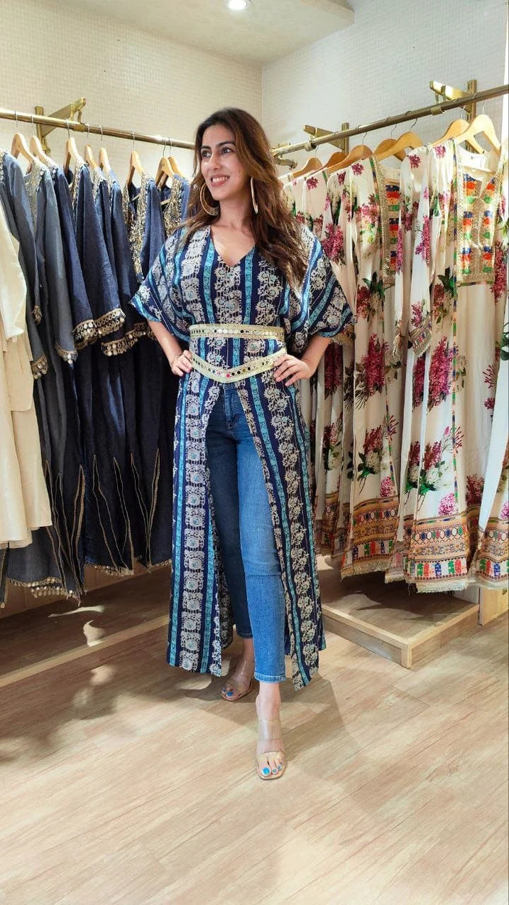 Leaf kaftans with belt