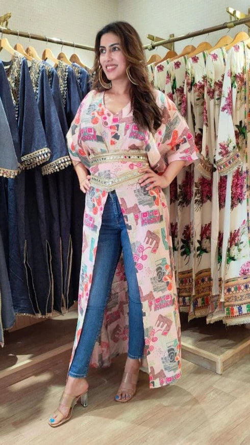 Leaf kaftans with belt