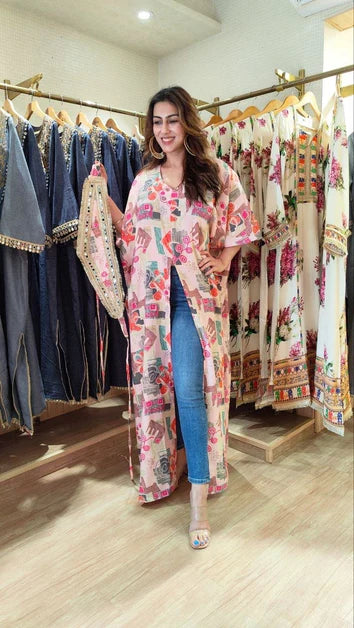 Leaf kaftans with belt