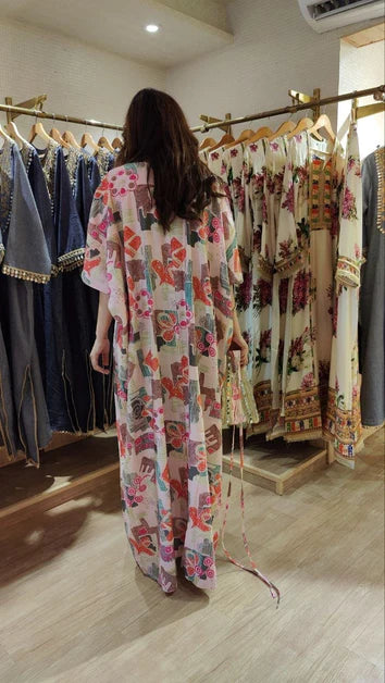 Leaf kaftans with belt