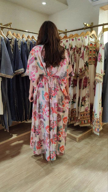 Leaf kaftans with belt