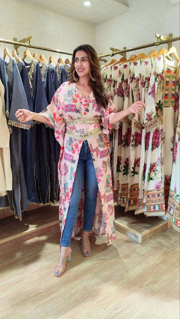 Leaf kaftans with belt