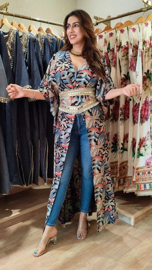 Leaf kaftans with belt