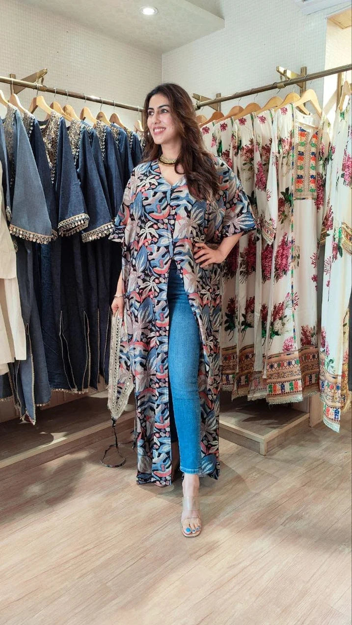 Leaf kaftans with belt