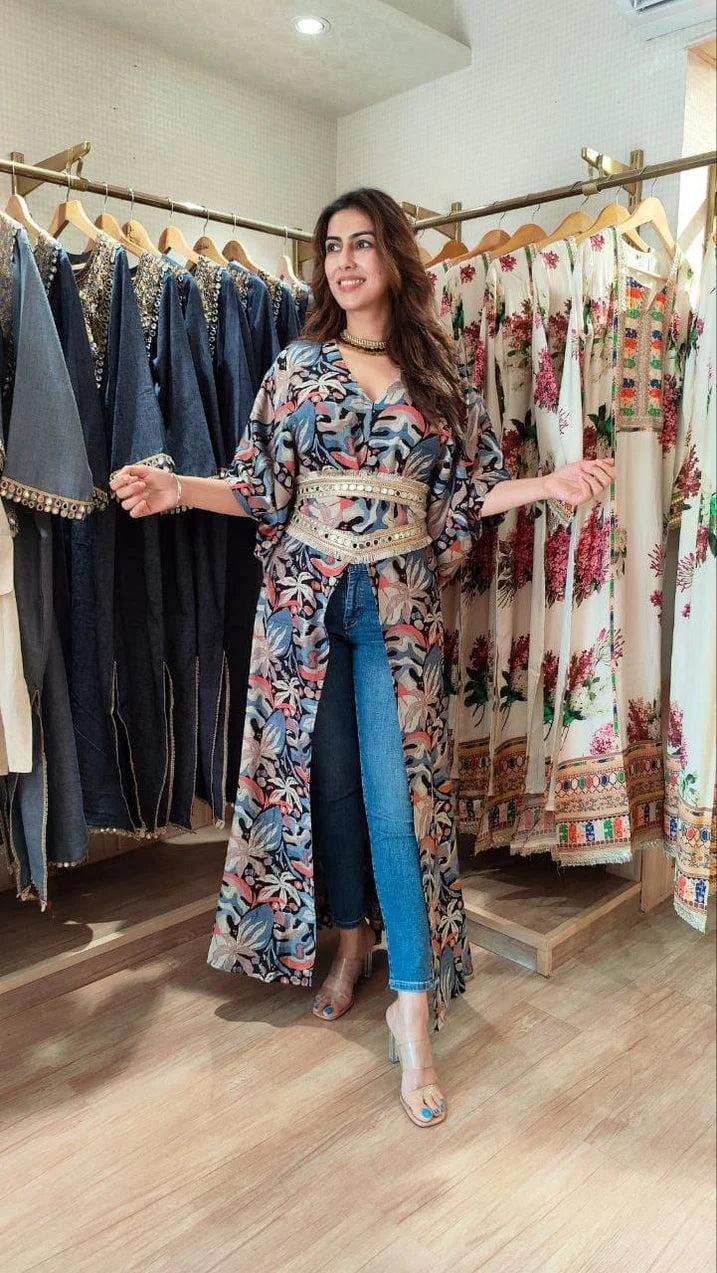 Leaf kaftans with belt