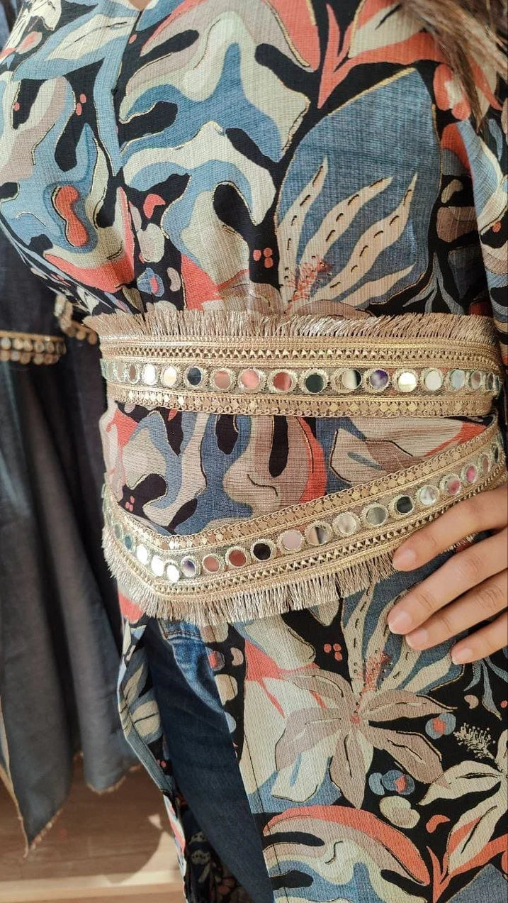 Leaf kaftans with belt