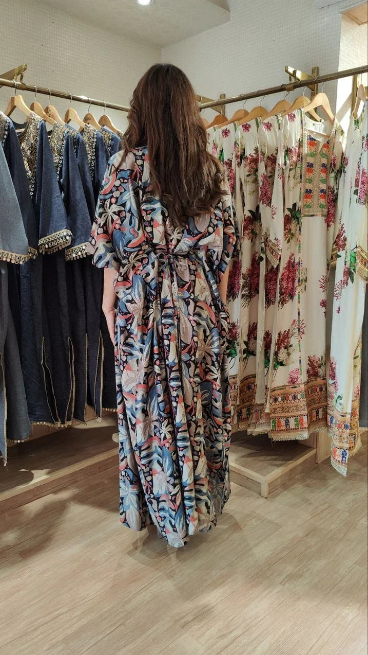 Leaf kaftans with belt