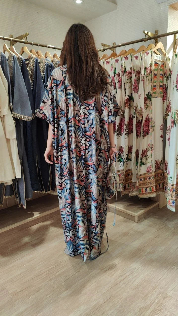 Leaf kaftans with belt