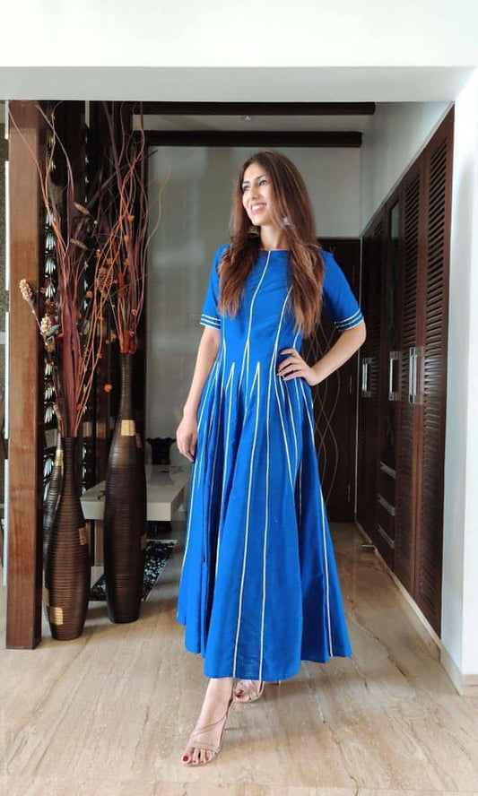 Premium Hot Blue Gota Dress
