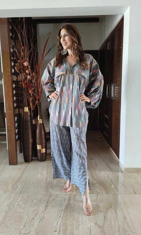 Premium Grey Ikat Co-Ord Set