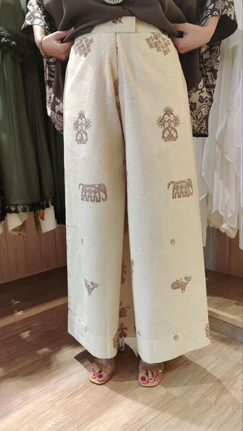 Premium Brown Cream Kaftan & Pants Set